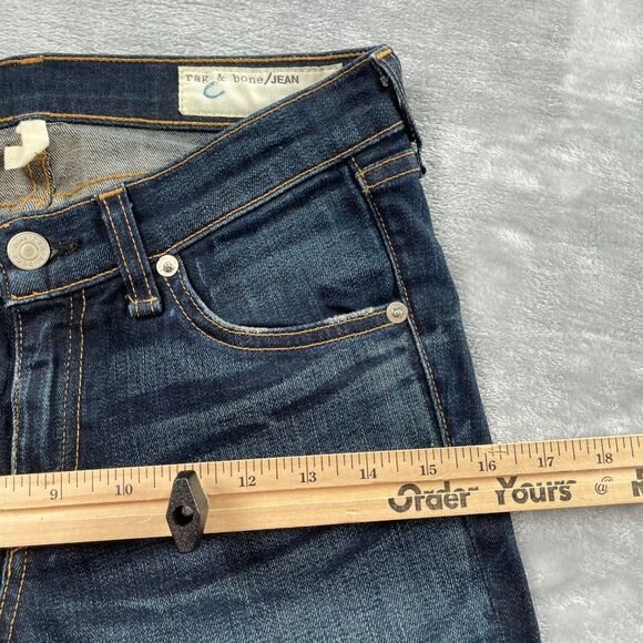rag & bone Jeans Womens Size 25 Skinny Leg Dark Wash Distressed Ripped Low Rise - Picture 12 of 16